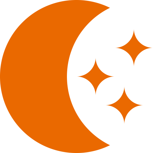 Symbole de la lune avec des étoiles png sans fond orange