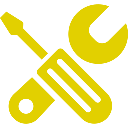 Icône de configuration et d'outils jaune