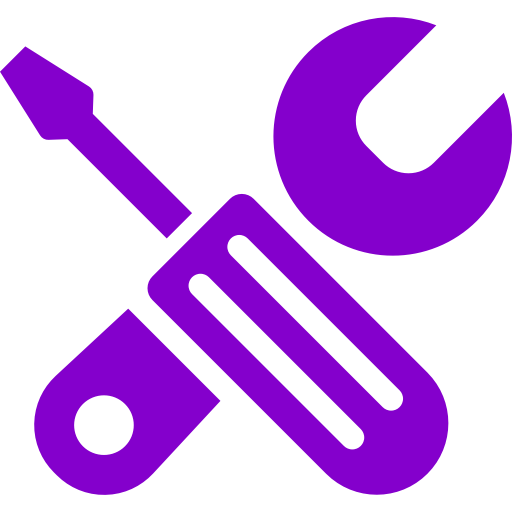 Icône d'outils et de configuration violet