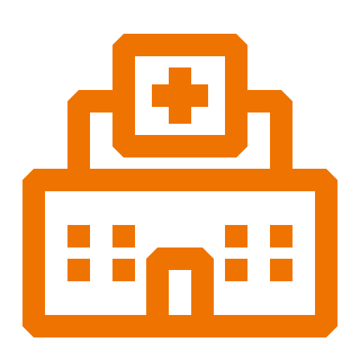 Icône orange de l'hôpital médical (symbole png)