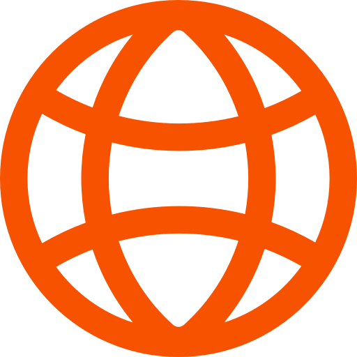 Icône de globe orange (symbole png)