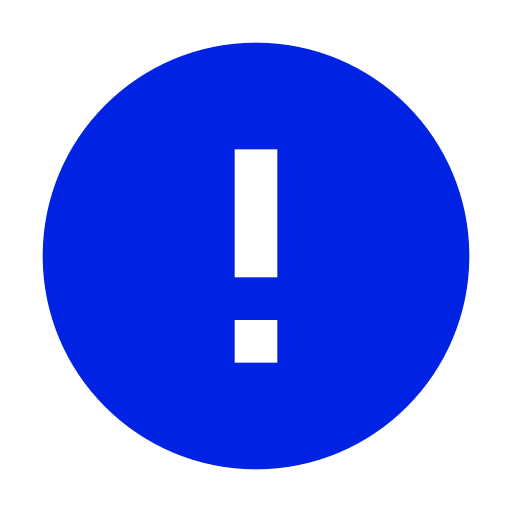 Symbole d'avertissement bleu (icône d'exclamation png)