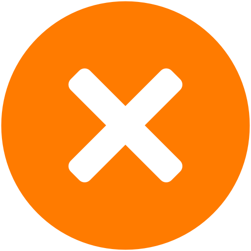 Icône X avec cercle orange (symbole png)