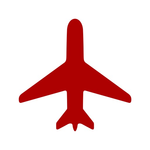 Avion rouge et symbole de voyage (icône png)