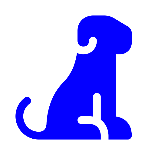 Icône de chien assis (symbole png) bleu