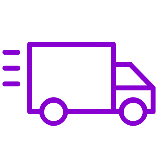 Icône de camion, d'expédition et de livraison (symbole png) en violet