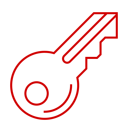 Icône clé (symbole png) rouge