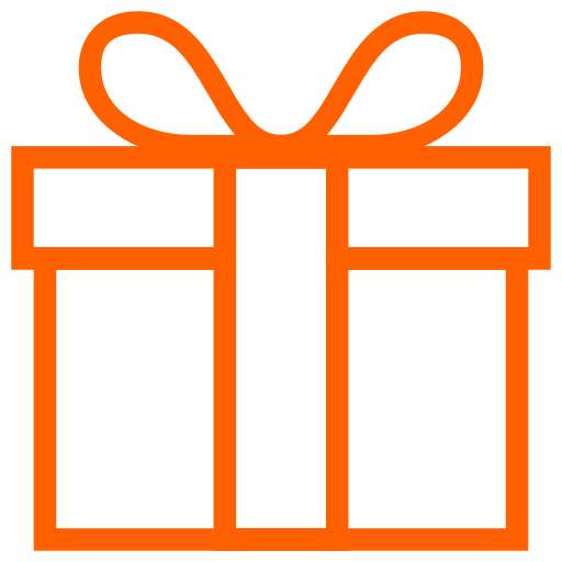 Icône cadeau avec arc (symbole png) orange