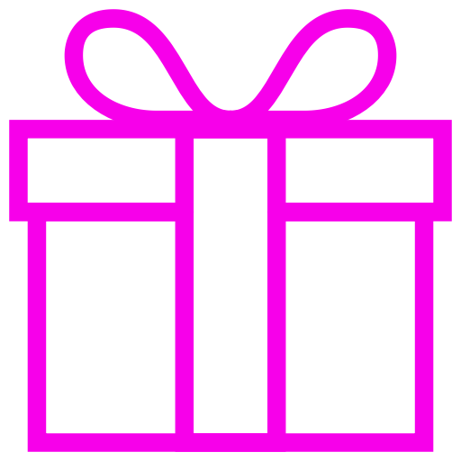 Icône cadeau avec noeud rose (symbole png)