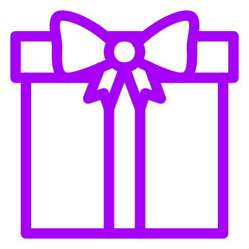 Icône cadeau violet (symbole png)