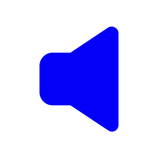 Haut-parleur bleu et icône sonore (symbole png)