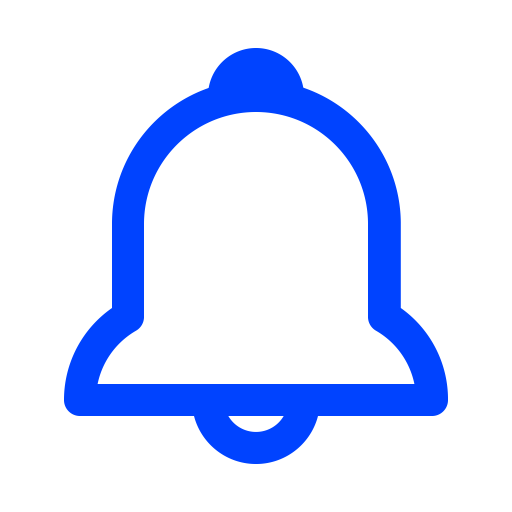 Icône de cloche et d'alerte (symbole png) bleu