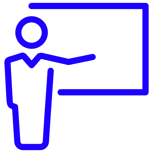 Icône de formation, de cours et de conférence (symbole png) bleu