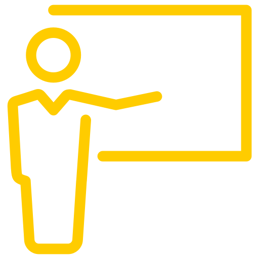 Icône de formation, de cours et de conférence (symbole png) jaune