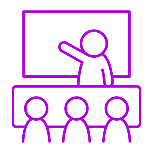 Icône formation, cours et conférence (symbole png) violet