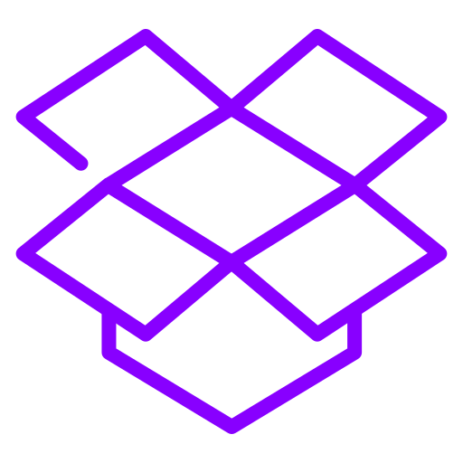 Icône de boîte ouverte (symbole png) violet