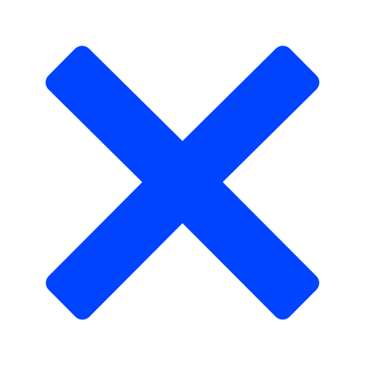 Icône de fermeture et X bleu (symbole png)