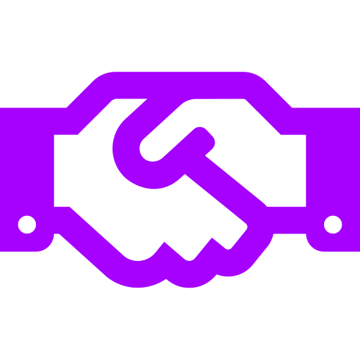 Icône de poignée de main violette (symbole png)