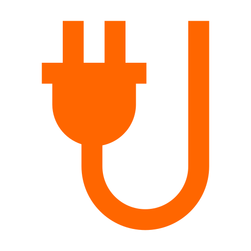 Icône de puissance et d'énergie (symbole png) orange