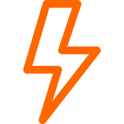 Symbole d'éclair (icône png) orange