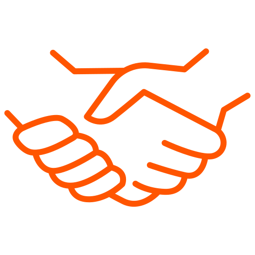 Symbole de poignée de main orange (icône png)