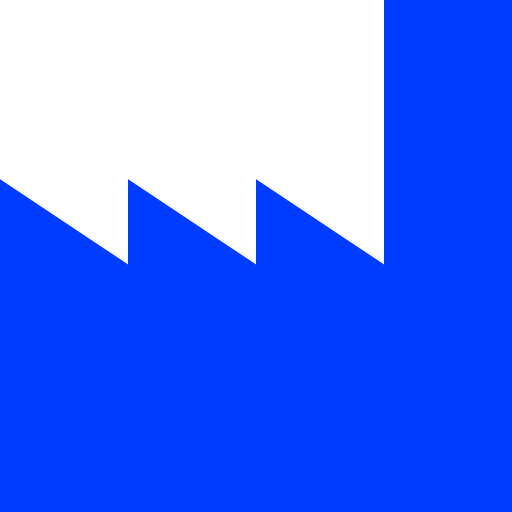 Icône usine et industrie (symbole png) bleu