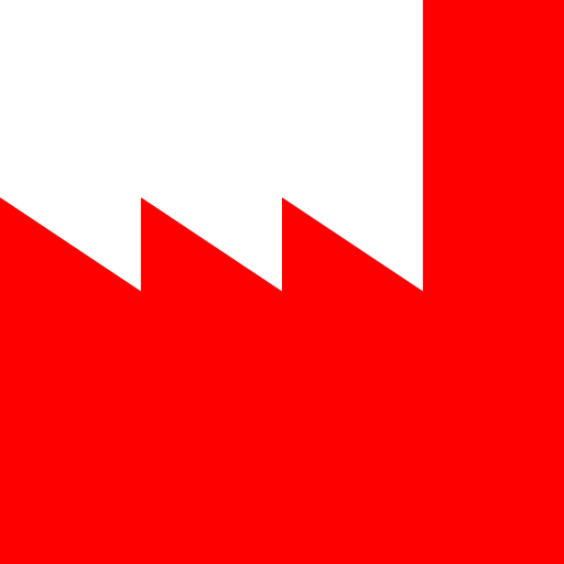 Icône d'usine et d'industrie (symbole png) rouge