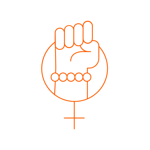 Icône féministe et féminisme (symbole png) orange